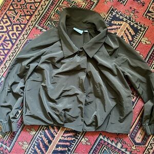 Vera Wang Black Pleated Women's Lightweight Collared Jacket